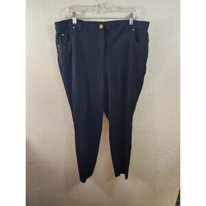 Dalia Collection Womens 16W Black High Rise Tapered Leg Stretch Pants